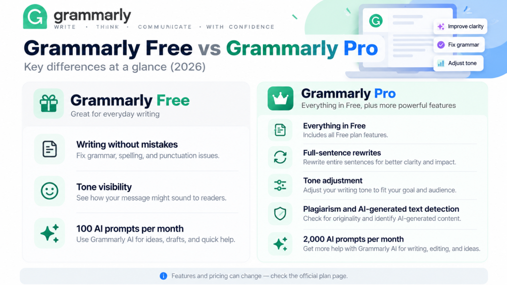 grammarly free vs pro